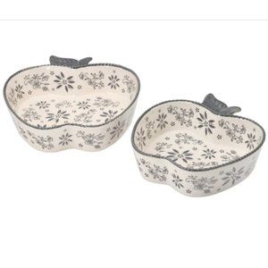NIB gray temptations Nostalgic Apple Baking Dishes, Set of 2